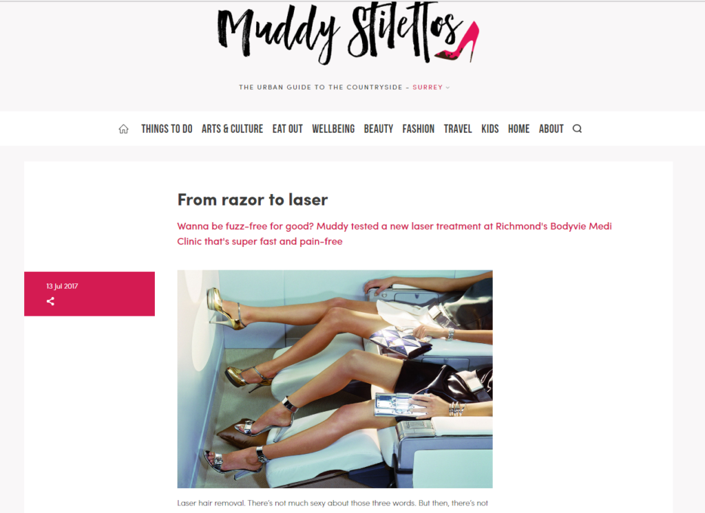 screenshot of Muddy Stilettos article: From razor to laser